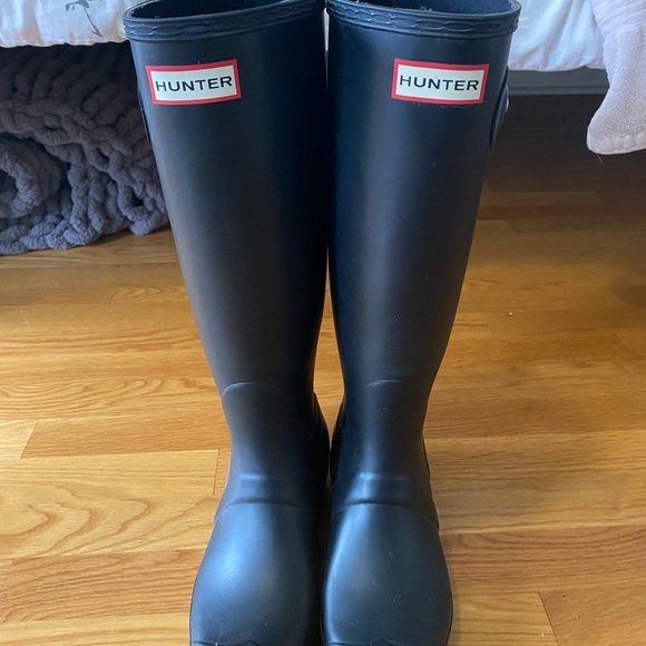 Hunter Tall Black Matte Rain Boots With 